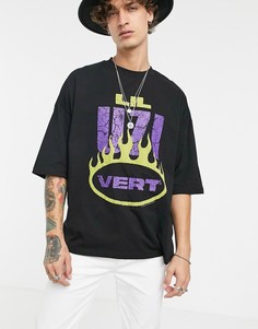 Свободная футболка с принтом ASOS DESIGN-Черный