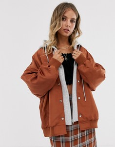 Oversize-бомбер с капюшоном Emory Park-Коричневый