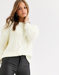 Вязаный джемпер с узором \косичка\" Vero Moda-Бежевый