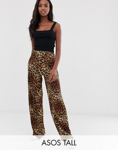 Широкие брюки с леопардовым принтом ASOS DESIGN Tall-Мульти