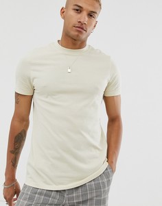 Бежевая футболка из органического хлопка с круглым вырезом ASOS DESIGN-Бежевый