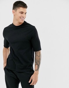 Черная строгая приталенная футболка из органического хлопка ASOS DESIGN-Черный