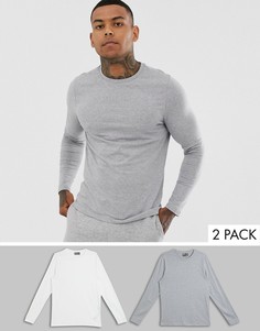 Футболка с длинным рукавом ASOS DESIGN - Набор из 2 шт. со скидкой-Мульти