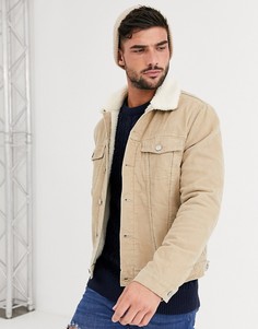 Светло-бежевая куртка в стиле вестерн с подкладкой из искусственного меха New Look-Кремовый