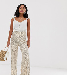 Брюки с широкими штанинами и узором нейтральной расцветки ASOS DESIGN Petite-Мульти