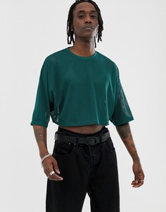 Укороченная oversize-футболка из сетчатого материала с рукавами до локтя ASOS DESIGN-Зеленый