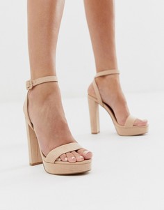 Бежевые босоножки на платформе и каблуке ASOS DESIGN Nutshell-Бежевый