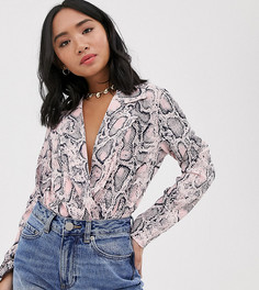 Боди с запахом и змеиным принтом Parisian Petite-Розовый