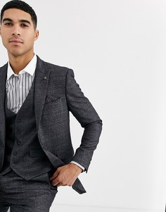 Приталенный пиджак в клетку \Принц Уэльский\" Burton Menswear-Серый