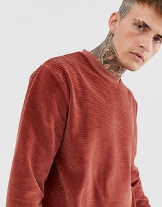 Светло-коричневый свободный лонгслив из велюра в рубчик ASOS DESIGN