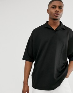 Свободная футболка-поло с отложным воротником ASOS DESIGN-Черный