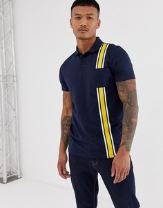 Темно-синяя футболка-поло с контрастным кантом ASOS DESIGN-Темно-синий