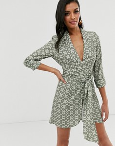 Платье-смокинг мини с принтом ASOS DESIGN-Мульти