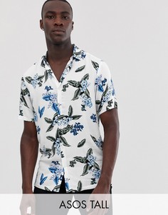 Белая рубашка с цветочным принтом ASOS DESIGN Tall-Белый