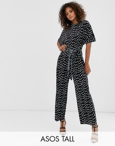 Комбинезон в горошек с завязкой спереди ASOS DESIGN Tall-Мульти