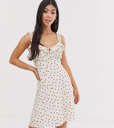 Платье в горошек с оборками River Island Petite-Белый
