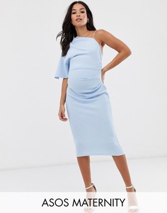 Платье миди на одно плечо ASOS DESIGN Maternity-Синий