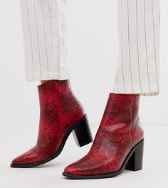 Красные ботинки для широкой стопы в стиле вестерн с эффектом змеиной кожи ASOS DESIGN Bluebell-Красный