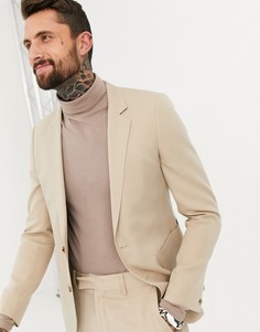 Светло-бежевый зауженный пиджак из крепа ASOS DESIGN