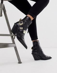 Черные кожаные премиум-ботинки в стиле вестерн ASOS DESIGN Reckless-Черный