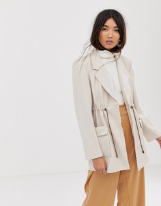 Удлиненный блейзер с затягивающимся шнурком ASOS DESIGN-Бежевый