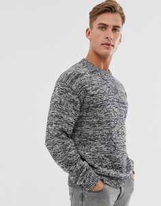 Черный шерстяной джемпер с круглым вырезом и эффектом омбре Selected Homme