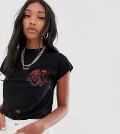 Футболка с декоративным узлом и принтом дракона Reclaimed Vintage inpsired-Розовый