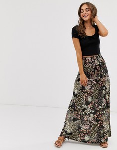 Юбка макси с цветочным принтом и присборенной талией ASOS DESIGN-Мульти