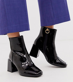 Черные лакированные ботильоны для широкой стопы ASOS DESIGN Reed-Черный