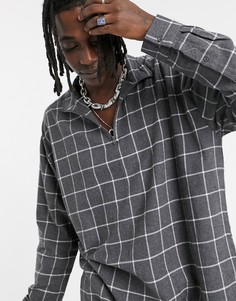 Рубашка в клетку с высоким воротником ASOS DESIGN-Серый