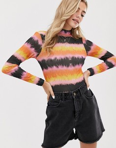 Сетчатый лонгслив с принтом тай-дай ASOS DESIGN-Мульти