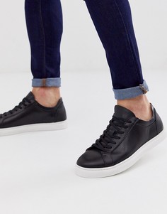 Черные кожаные кроссовки с контрастной подошвой Selected Homme-Черный