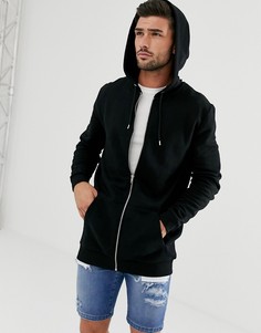 Черный худи на молнии ASOS DESIGN