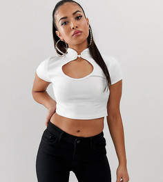 Топ с открытой спиной и воротником-стойкой ASOS DESIGN Petite-Белый