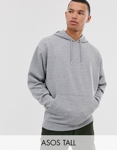 Oversize-худи серого меланжевого цвета ASOS DESIGN Tall-Серый