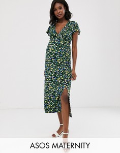 Чайное платье миди с цветочным принтом ASOS DESIGN Maternity-Мульти