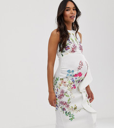 Облегающее платье с цветочным принтом True Violet Maternity-Белый