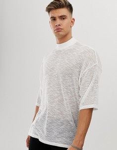 Белая oversize-футболка с высоким воротом ASOS DESIGN-Белый