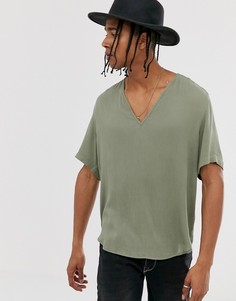 Фактурная рубашка классического кроя светлого цвета хаки ASOS DESIGN-Зеленый
