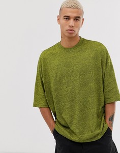 Зеленая трикотажная oversize-футболка с укороченными рукавами ASOS DESIGN-Зеленый