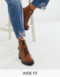 Светло-коричневые ботинки на шнуровке для широкой стопы ASOS DESIGN Armour-Светло-коричневый