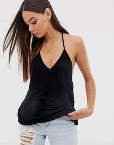 Черный топ на бретельках с заниженными проймами ASOS DESIGN