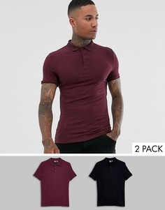 Набор из 2 облегающих трикотажных поло из органического хлопка ASOS DESIGN - Скидка-Мульти