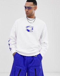 Белый oversize-свитшот с принтом ASOS DESIGN