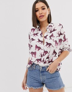 Рубашка с принтом леопардов ASOS DESIGN-Мульти