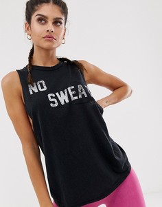 Майка с надписью \No Sweat\" Free People Movement-Черный