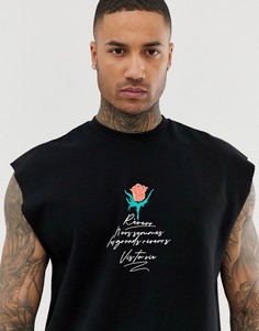 Свитшот без рукавов с розами ASOS DESIGN-Черный