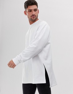 Белый супердлинный oversize-свитшот с разрезами ASOS DESIGN