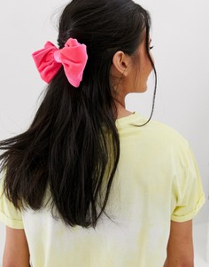 Заколка для волос с розовым бархатным бантом ASOS DESIGN-Розовый