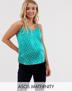 Атласный топ на бретелях с принтом ASOS DESIGN Maternity-Мульти